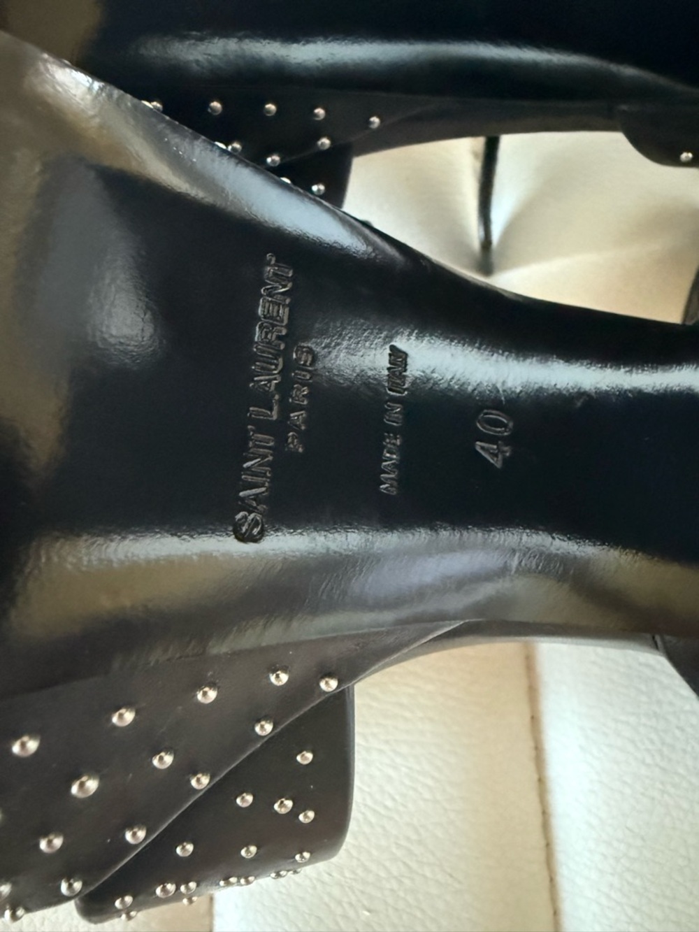 Saint Laurent Black Studded Platform Heels - Picture 6 of 6